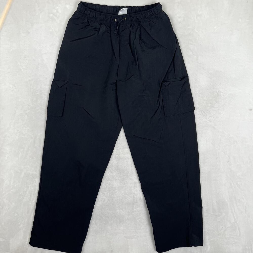 Nike Cargo Pants Mens Medium Black Regular Fit Elastic Waist Lightweight Nylon